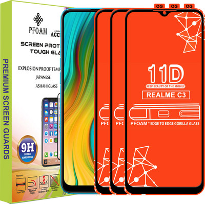 PFOAM Edge To Edge Tempered Glass for REALME C3(Pack of 3)