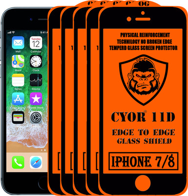 CYOR Edge To Edge Tempered Glass for Apple iPhone 8(Pack of 5)
