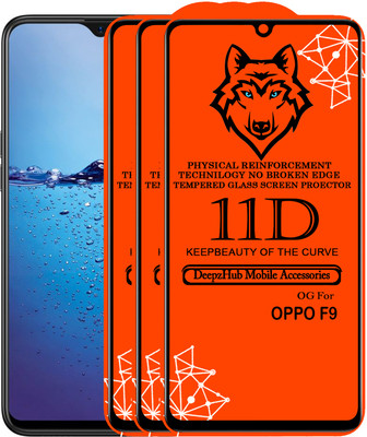 DeepzHub Edge To Edge Tempered Glass for Oppo F9(Pack of 3)