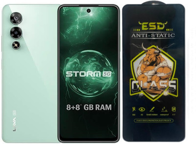 TELESHIELD Edge To Edge Tempered Glass for Lava Storm 5G, ESD Glass, ESD Protector, Edge to Edge, Screen Protector(Pack of 1)
