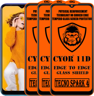 CYOR Edge To Edge Tempered Glass for TECNO SPARK 4(Pack of 3)