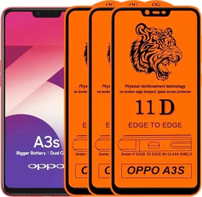 9H Edge To Edge Tempered Glass for Oppo A3s -11D ( 9H Quality Pack of 3)(Pack of 3)