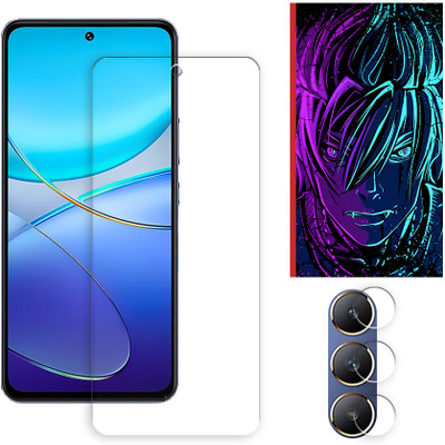 ARBAN Edge To Edge Tempered Glass for vivo Y100 4G Tempered Glass Screen Protector | Anti-Scratch | Edge to Edge Full Coverage | 9H Hardness (1 FRONT SCREEN GUARD + 1 CAMERA LENS PROTECTOR + 1 FREE BACK EMBOSSED SKIN002)(Pack of 1)