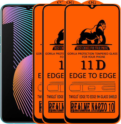 TWIGLO Edge To Edge Tempered Glass for REALME NARZO 10(Pack of 3)