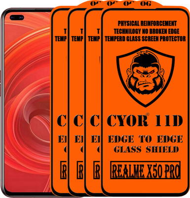 CYOR Edge To Edge Tempered Glass for REALME X50 PRO(Pack of 4)