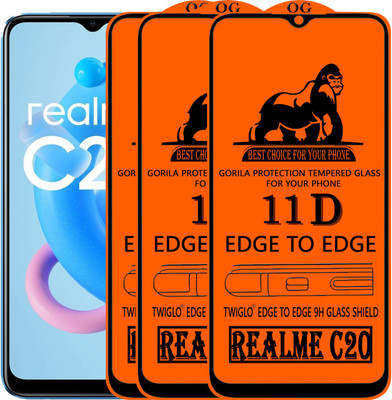 TWIGLO Edge To Edge Tempered Glass for REALME C20(Pack of 3)