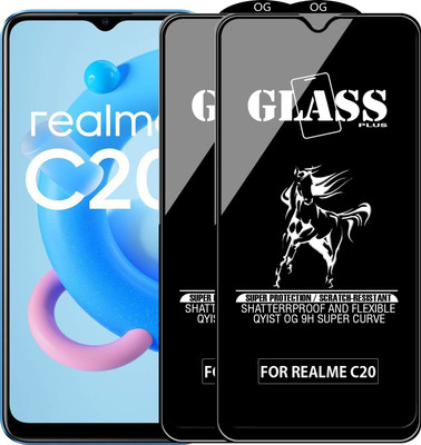 Qyist Edge To Edge Tempered Glass for REALME C20(Pack of 2)