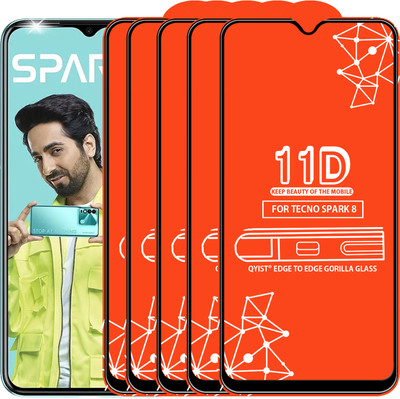 Qyist Edge To Edge Tempered Glass for Tecno Spark 8(Pack of 5)