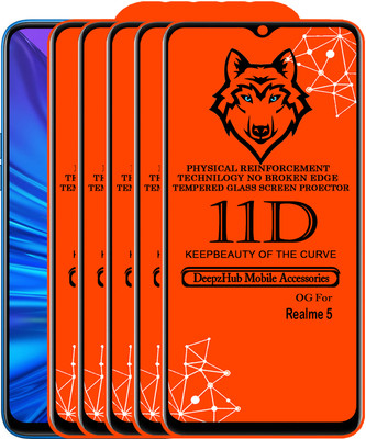 DeepzHub Edge To Edge Tempered Glass for Realme 5(Pack of 5)
