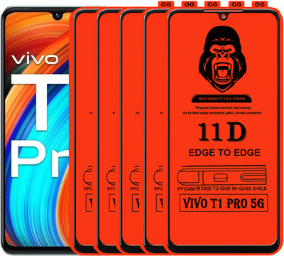 Laxdom Edge To Edge Tempered Glass for VIVO T1 PRO 5G(Pack of 5)