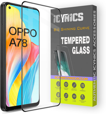ICYNICS Edge To Edge Tempered Glass for Oppo A78 4G, Anti-Fingerprint, Waterproof, Oil-resistant, Bubble-Free, Anti-Static, Scratch Resistant Full Coverage with Wooden box to ensure safety(Pack of 1)