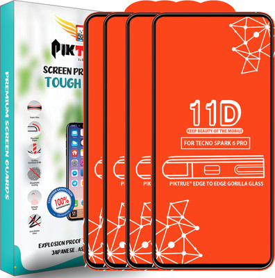 PikTrue Edge To Edge Tempered Glass for Tecno Spark 6 Pro(Pack of 4)