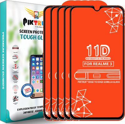 PikTrue Edge To Edge Tempered Glass for Realme 3(Pack of 5)