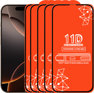 Qyist Edge To Edge Tempered Glass for IPHONE 16 PRO MAX(Pack of 5)
