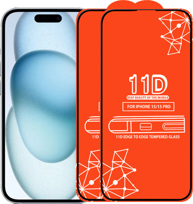 Roxel Edge To Edge Tempered Glass for Iphone 15 Pro(Pack of 2)