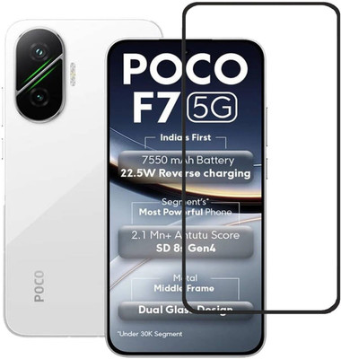 AIBEX Edge To Edge Tempered Glass for Poco F7 5G| 9H Hardness | Anti-Glare & Anti-Fingerprint | Water Resistant | Edge-to-Edge Full Screen Protector | Bubble-Free Installation(Pack of 1)