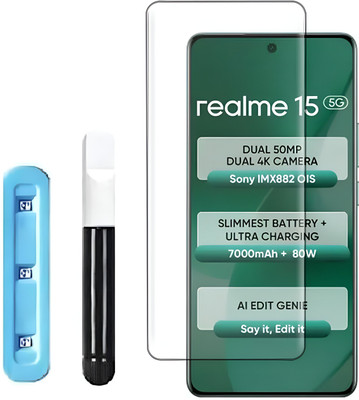 VAlight Edge To Edge Tempered Glass for realme 15 5G, realme 15 5G UV 4D Curved Screen Protector Guard with Easy Installation Kit(Pack of 1)