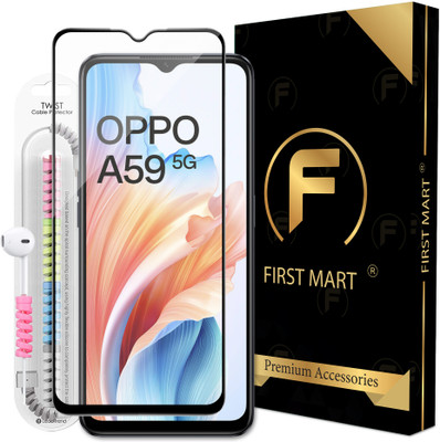 FIRST MART Edge To Edge Tempered Glass for Oppo A59 5G, Oppo A59, A59 5G, OG Tempered Glass with Cable Protector(Pack of 1)
