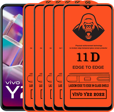 Laxdom Edge To Edge Tempered Glass for VIVO Y22 2022(Pack of 5)