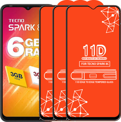 Roxel Edge To Edge Tempered Glass for Tecno Spark 8C(Pack of 3)