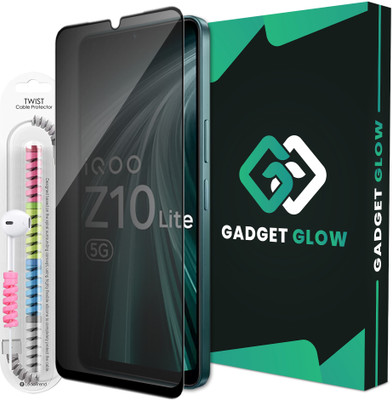 Gadget Glow Edge To Edge Tempered Glass for iQOO Z10 Lite 5G, IQOO Z10 Lite, Vivo T4 Lite 5G, Privacy Anti Spy Protection Glass with Cable Protector(Pack of 1)