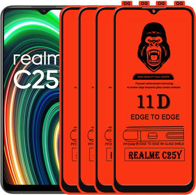 Laxdom Edge To Edge Tempered Glass for REALME C25Y(Pack of 4)