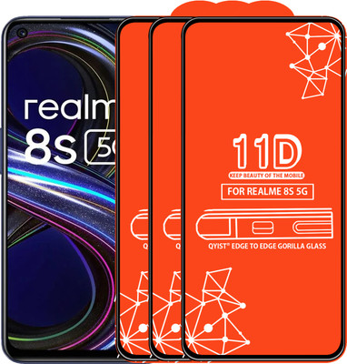 Qyist Edge To Edge Tempered Glass for Realme 8S 5G(Pack of 3)