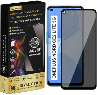 yug emporium Edge To Edge Tempered Glass for Oneplus Nord Ce 2 Lite 5G Privacy Tempered| Edge-to-Edge Full Screen Protection| Premium Tempered Screen Guard with Tempered Glass for Oneplus Nord Ce 2 Lite 5G – Clear & Scratch Proof| 9H Hardness Full Coverage| Bubble-Free UV Adhesive Screen Protector(P