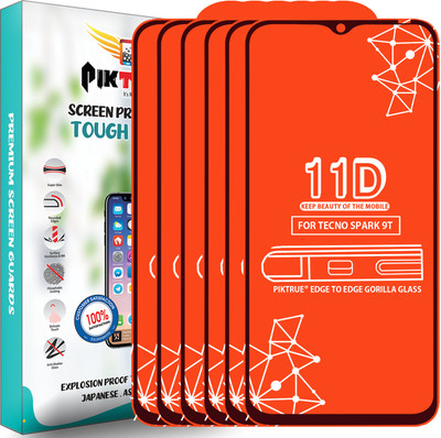 PikTrue Edge To Edge Tempered Glass for Tecno Spark 9T(Pack of 6)