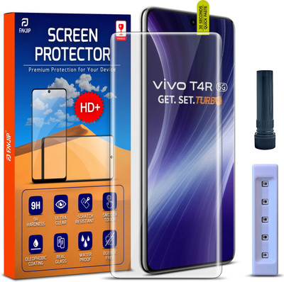 FAVJIP Edge To Edge Tempered Glass for Vivo T4R 5G, Vivo T4R, 4D Curved UV Liquid Glue Screen Guard Protector with Easy Installation Kit(Pack of 1)