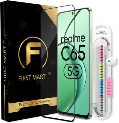 FIRST MART Edge To Edge Tempered Glass for Realme C65 5G, Realme C65, C65 5G, OG Tempered Glass with Cable Protector(Pack of 1)