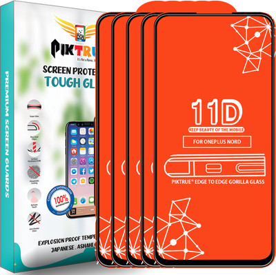 PikTrue Edge To Edge Tempered Glass for Oneplus Nord(Pack of 5)