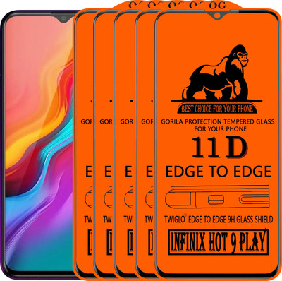 TWIGLO Edge To Edge Tempered Glass for INFINIX HOT 9 PLAY(Pack of 5)