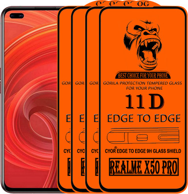 CYOR Edge To Edge Tempered Glass for REALME X50 PRO(Pack of 4)