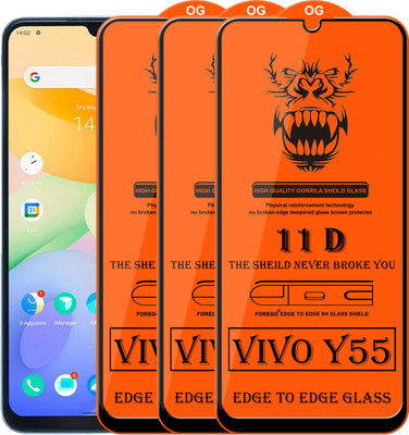 Forego Edge To Edge Tempered Glass for VIVO Y55(Pack of 3)