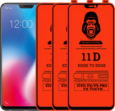 Laxdom Edge To Edge Tempered Glass for Vivo V9 Youth(Pack of 3)