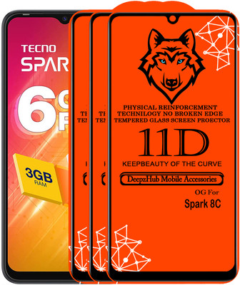 DeepzHub Edge To Edge Tempered Glass for Tecno Spark 8C(Pack of 3)