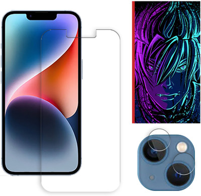 ARBAN Edge To Edge Tempered Glass for Apple iPhone 14 5G Tempered Glass Screen Protector | Anti-Scratch | Edge to Edge Full Coverage | 9H Hardness (1 FRONT SCREEN GUARD + 1 CAMERA LENS PROTECTOR + 1 FREE BACK EMBOSSED SKIN002)(Pack of 1)