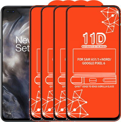 Qyist Edge To Edge Tempered Glass for FOR SAM A51, ONEPLUS NORD, GOOGLE PIXEL 6(Pack of 4)