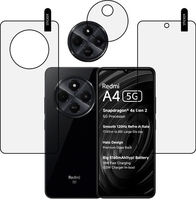 MOBKAVACH Edge To Edge Tempered Glass for REDMI A4 5G WITH CAMERA LENS PROTECTOR(Pack of 3)