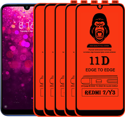 Laxdom Edge To Edge Tempered Glass for REDMI 7(Pack of 5)