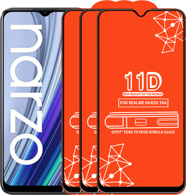 Qyist Edge To Edge Tempered Glass for Realme Narzo 30A(Pack of 3)
