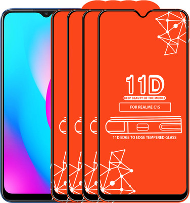 Roxel Edge To Edge Tempered Glass for Realme C15(Pack of 4)