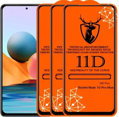 HIE POWER Edge To Edge Tempered Glass for Redmi Note 10 Pro Max-11D Glass (Pack Of 3)(Pack of 3)