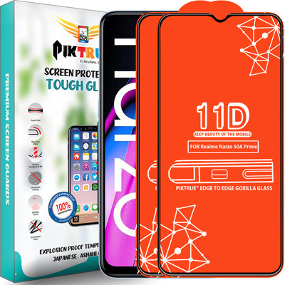 PikTrue Edge To Edge Tempered Glass for Realme Narzo 50A Prime(Pack of 2)