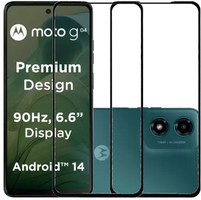 HOBBYTRONICS Edge To Edge Tempered Glass for moto g04, Moto G04, motorola g04, Motorola G04, Motorola moto G04(Pack of 2)