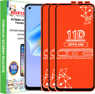 Rofix star Edge To Edge Tempered Glass for OPPO A96(Pack of 3)