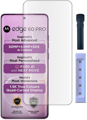 ESD Edge To Edge Tempered Glass for • Motorola Edge 60 Pro 5G • Motorola Edge 60 Pro • Moto Edge 60 Pro 5G • Moto Edge 60 Pro • Edge 60 Pro 5G • Edge 60 Pro Premium HD+ UV Tempered Glass Screen Protector For Motorola Edge 60 Pro 5G (6.7 Inch, Pack of 1) Full Adhesive UV Curved Screen Protector Case 
