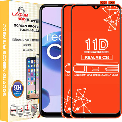 Laxdom Edge To Edge Tempered Glass for REALME C35(Pack of 2)