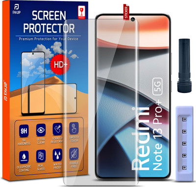 FAVJIP Edge To Edge Tempered Glass for Redmi Note 13 Pro Plus, Redmi Note 13 Pro Plus 5G, Redmi Note 13 Pro+ 5G, Redmi Note 13 Pro+, 3D Curved UV Liquide Glue Glass with Easy Installation Kit(Pack of 1)